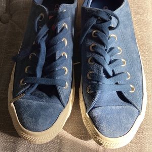 Blue suede converse low top